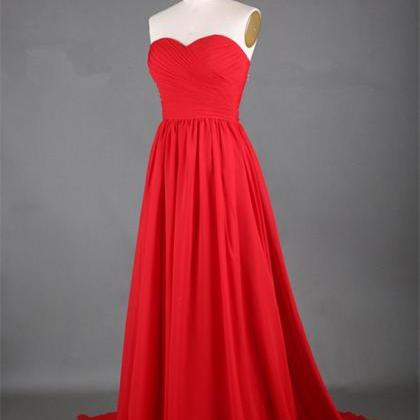 Red Gorgeous Sweetheart Neckline A Line Sweep..
