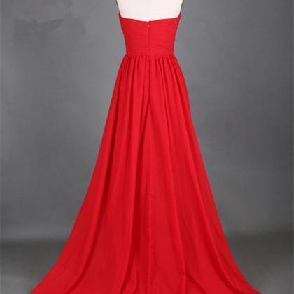 Red Gorgeous Sweetheart Neckline A Line Sweep..