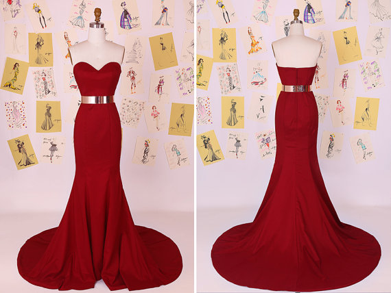 Dark Red Sweetheart Mermaid Long Prom Dress/little Mermaid Evening Dress/red Mermaid Prom Dress/sexy Mermaid Prom Dress