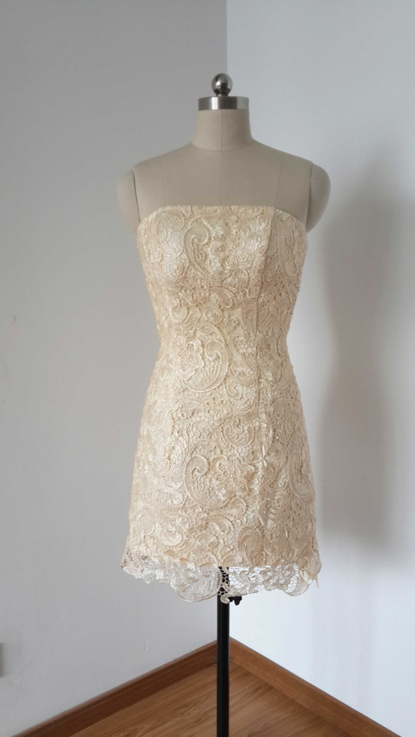 champagne strapless bridesmaid dress