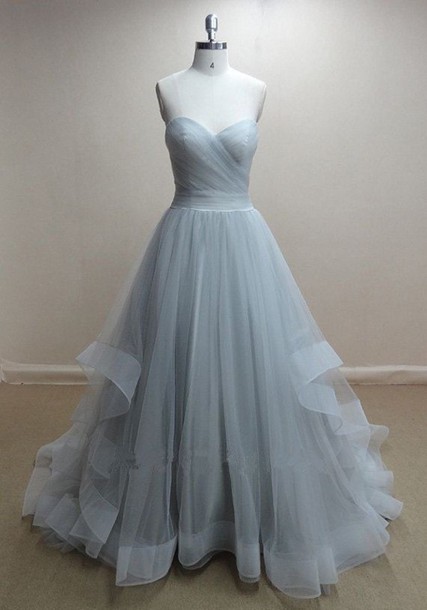Handmade Grey Tulle Ball Gown Prom Dresses 2015,grey Prom Dress, Formal Dresses, Graduation Dress